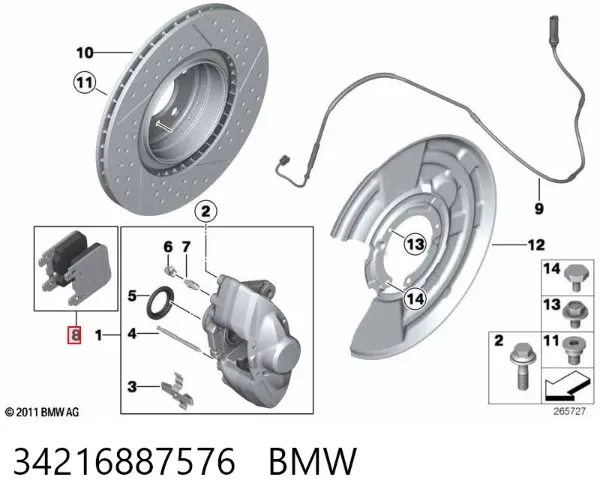 Okładziny (klocki) do hamulców tarczowych tylne 34216887576 BMW
