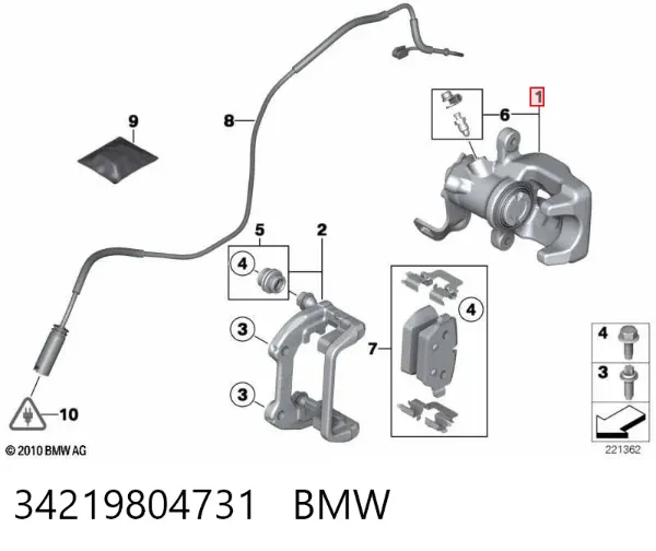 Zacisk hamulcowy tylny lewy 34219804731 BMW