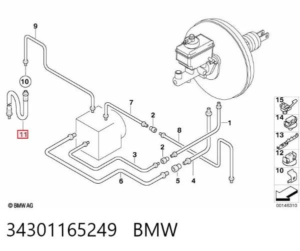 Przewód hamulcowy przedni 34301165249 BMW