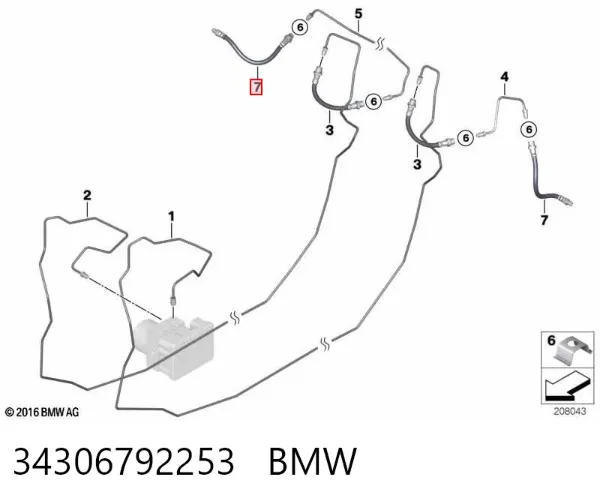 Przewód hamulcowy tylny 34306792253 BMW