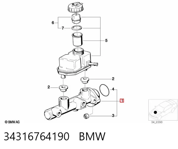 Główny cylinder hamulców 34316764190 BMW