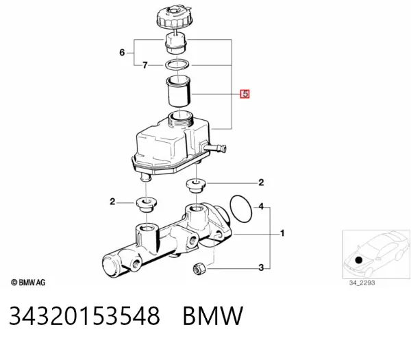 Zbiorniczek głównego cylindra hamulcowego (płynu hamulcowego) 34320153548 BMW