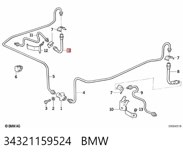 Przewód hamulcowy tylny 34321159524 BMW