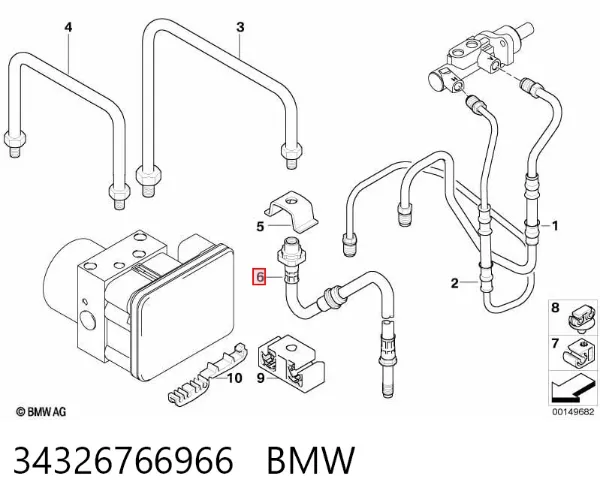 Przewód hamulcowy przedni 34326766966 BMW