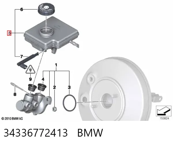 Zbiorniczek głównego cylindra hamulcowego (płynu hamulcowego) 34336772413 BMW