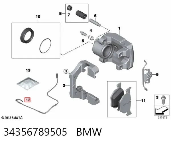 Czujnik zużycia klocków hamulcowych tylny 34356789505 BMW