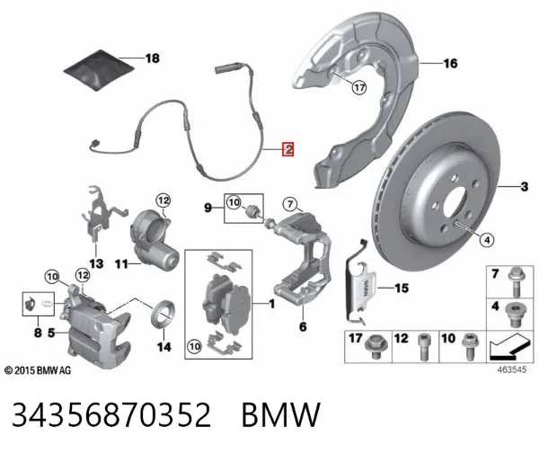 Czujnik zużycia klocków hamulcowych tylny 34356870352 BMW