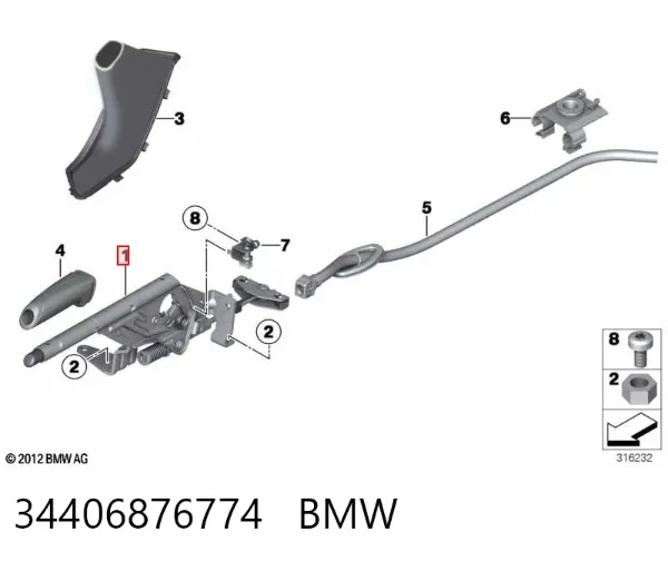 Dźwignia hamulca ręcznego 34406876774 BMW