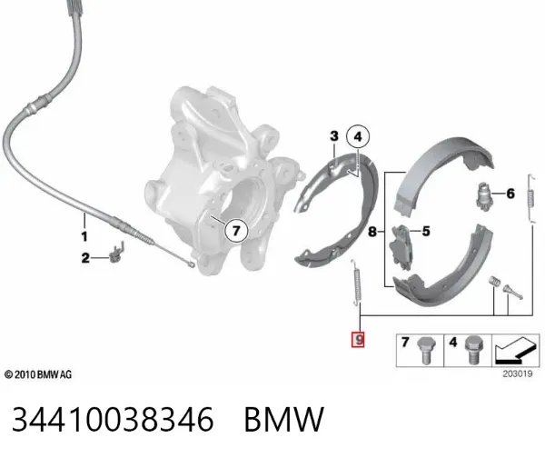 Zestaw montażowy szczęk hamulcowych tylnych 34410038346 BMW