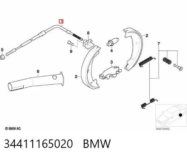 Linka hamulca ręcznego tylna lewa 34411165020 BMW