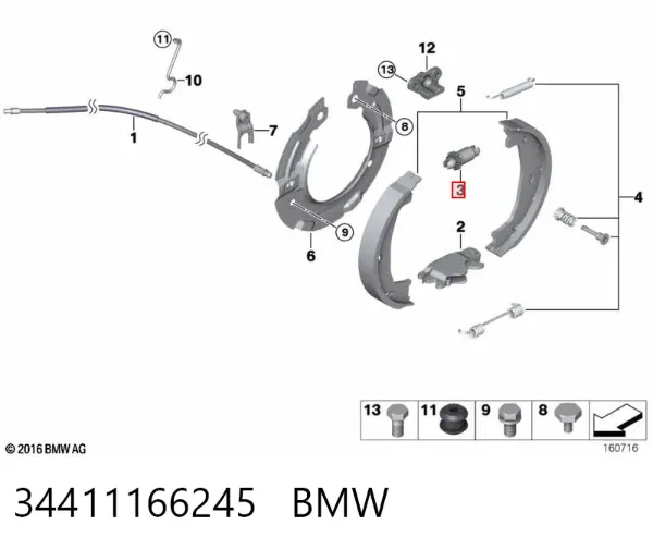 Regulator tylnego bębna hamulcowego 34411166245 BMW