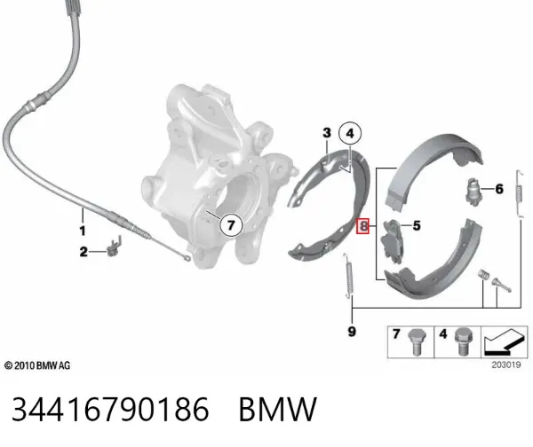 Klocki hamulca ręcznego 34416790186 BMW