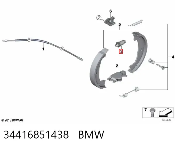 Regulator tylnego bębna hamulcowego 34416851438 BMW