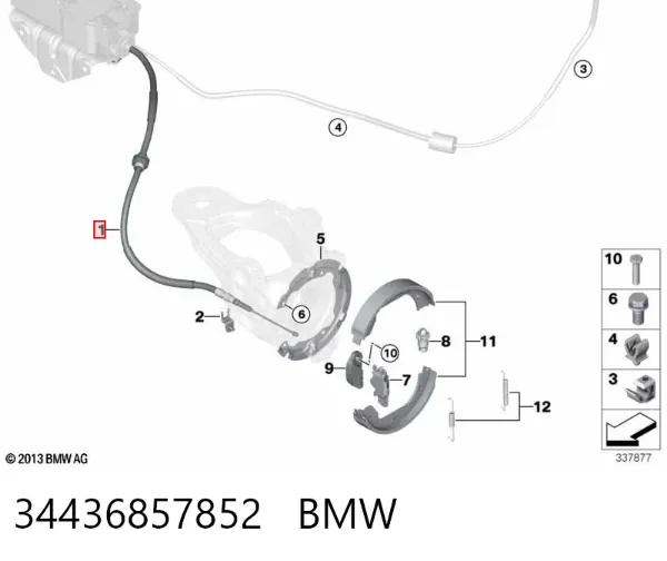 Linka hamulca ręcznego tylna lewa 34436857852 BMW