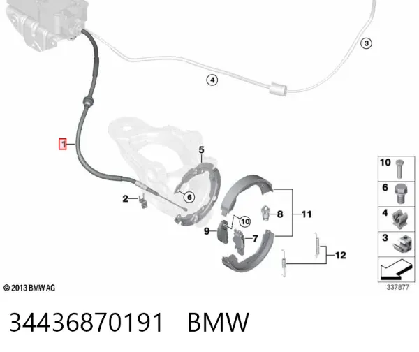 Linka hamulca ręcznego tylna lewa 34436870191 BMW
