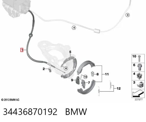 Linka hamulca ręcznego tylna prawa 34436870192 BMW