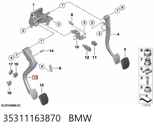 Pedał sprzęgła BMW 3 E46