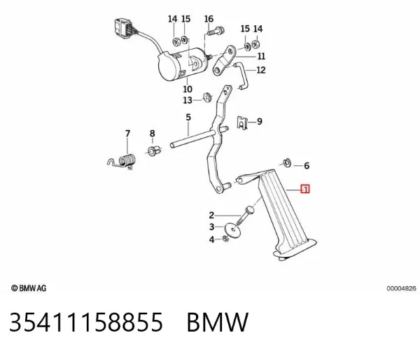 Pedał przyspieszenia (gazu) 35411158855 BMW