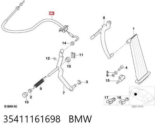 Linka gazu 35411161698 BMW