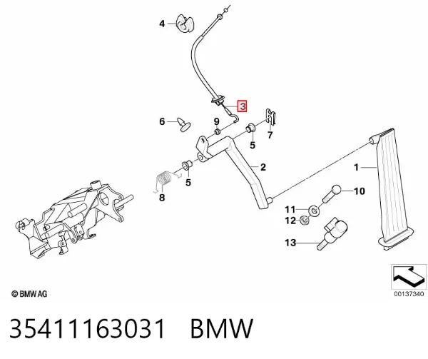 Linka gazu 35411163031 BMW