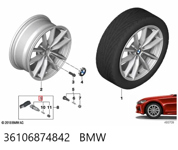 Zawór opony bezdętkowej 36106874842 BMW