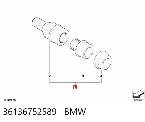 Śruba koła 36136752589 BMW
