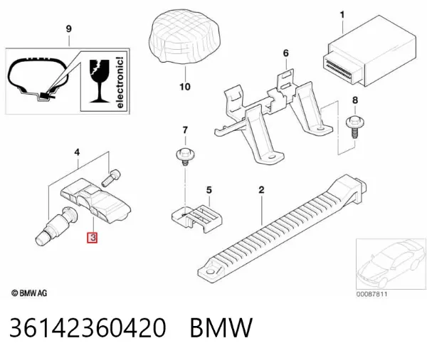 Czujnik ciśnienia w oponach 36142360420 BMW