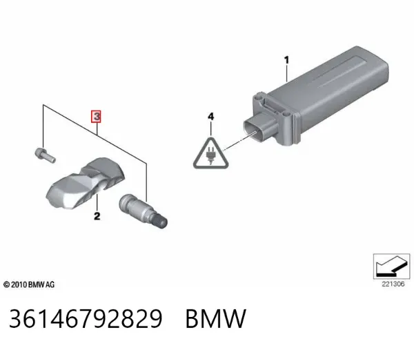 Zawór kontroli ciśnienia w oponach 36146792829 BMW