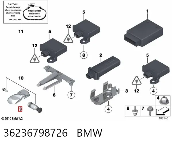 Czujnik ciśnienia w oponach 36236798726 BMW