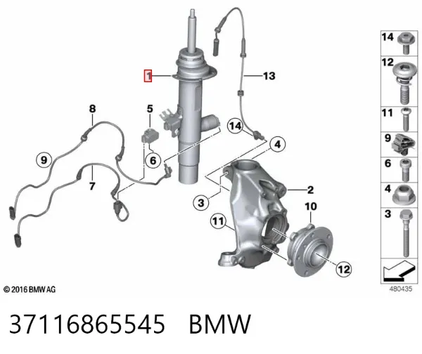 Amortyzator przedni lewy 37116865545 BMW