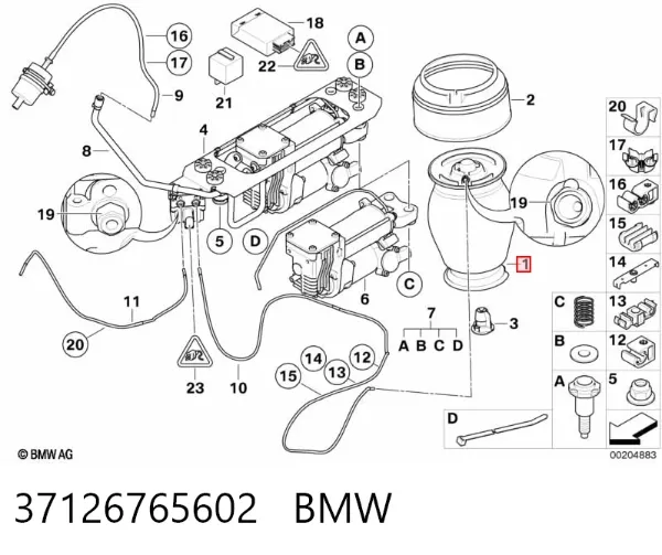 Poduszka pneumatyczna (resor pneumatyczny) mostu tylnego 37126765602 BMW