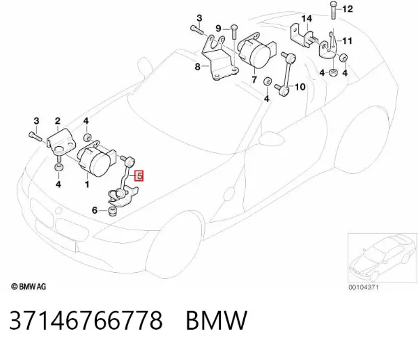 Drążek czujnika poziomowania karoserii przedni 37146766778 BMW
