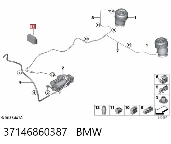 Sterownik zawieszenia pneumatycznego 37146860387 BMW