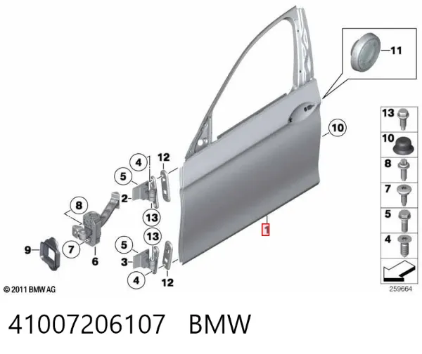 Drzwi przednie lewe 41007206107 BMW