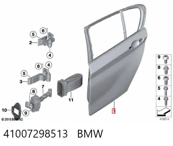 Drzwi tylne lewe BMW 3 F30, F80