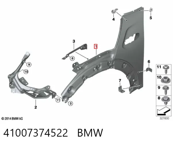Błotnik przedni prawy 41007374522 BMW