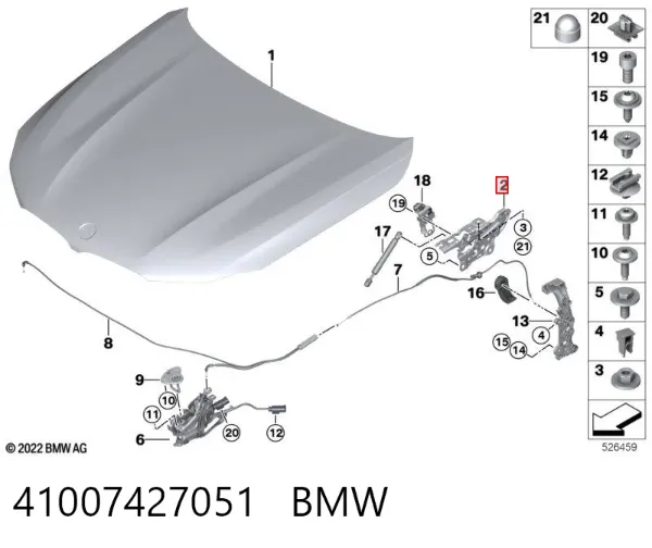 Zawias maski lewy 41007427051 BMW