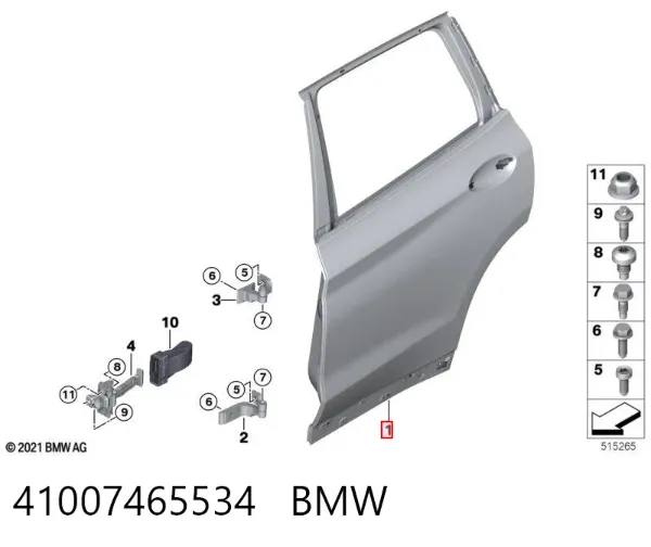 Drzwi tylne prawe BMW X3 G01, F97, G08
