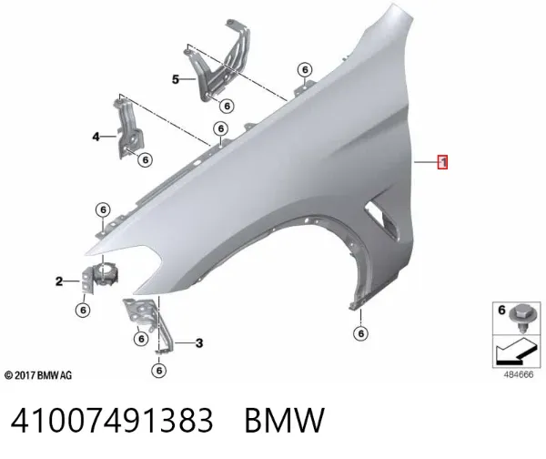 Błotnik przedni lewy 41007491383 BMW
