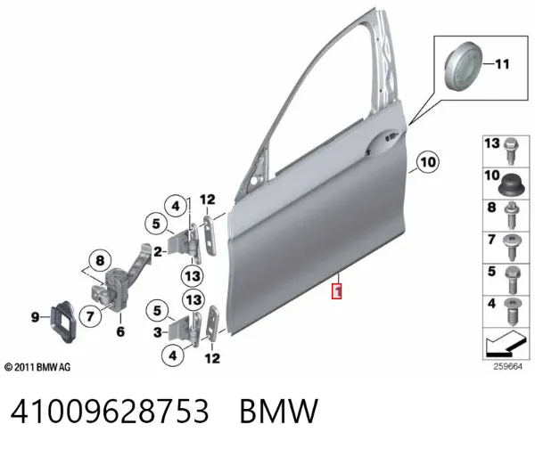 Drzwi przednie lewe 41009628753 BMW