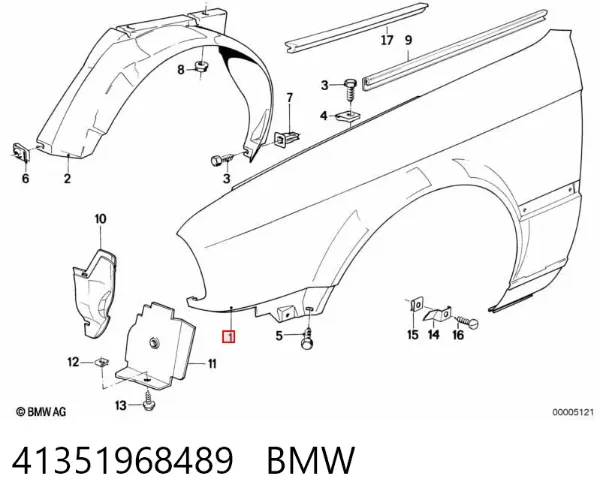 Błotnik przedni lewy 41351968489 BMW