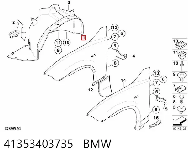 Błotnik przedni lewy 41353403735 BMW