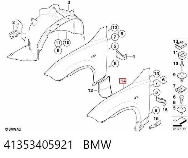 Błotnik przedni lewy 41353405921 BMW