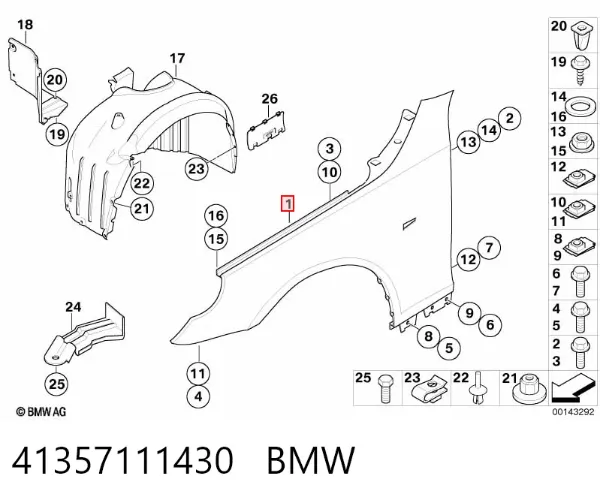 Błotnik przedni prawy 41357111430 BMW