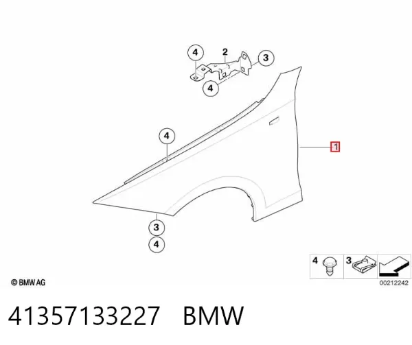 Błotnik przedni lewy 41357133227 BMW