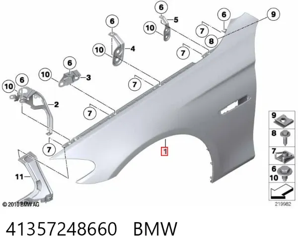Błotnik przedni prawy 41357248660 BMW