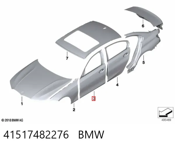 Drzwi przednie prawe 41517482276 BMW