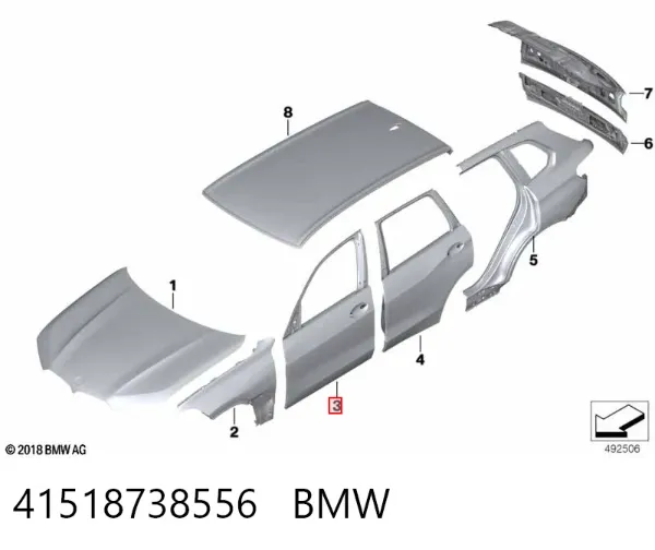 Drzwi przednie prawe 41518738556 BMW