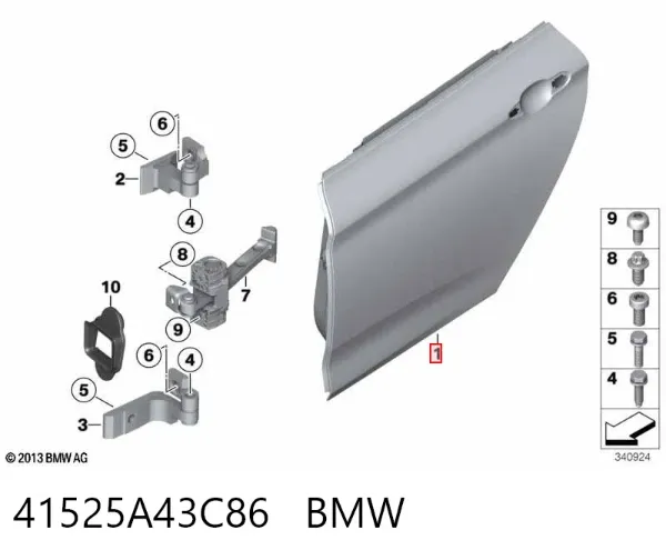 Drzwi tylne prawe 41525A43C86 BMW