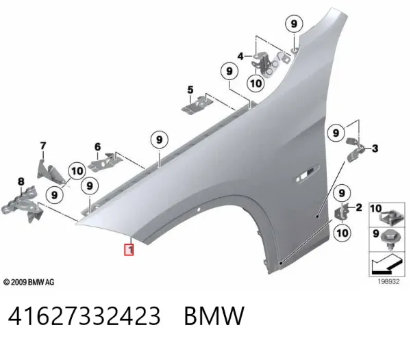 Błotnik przedni lewy 41627332423 BMW